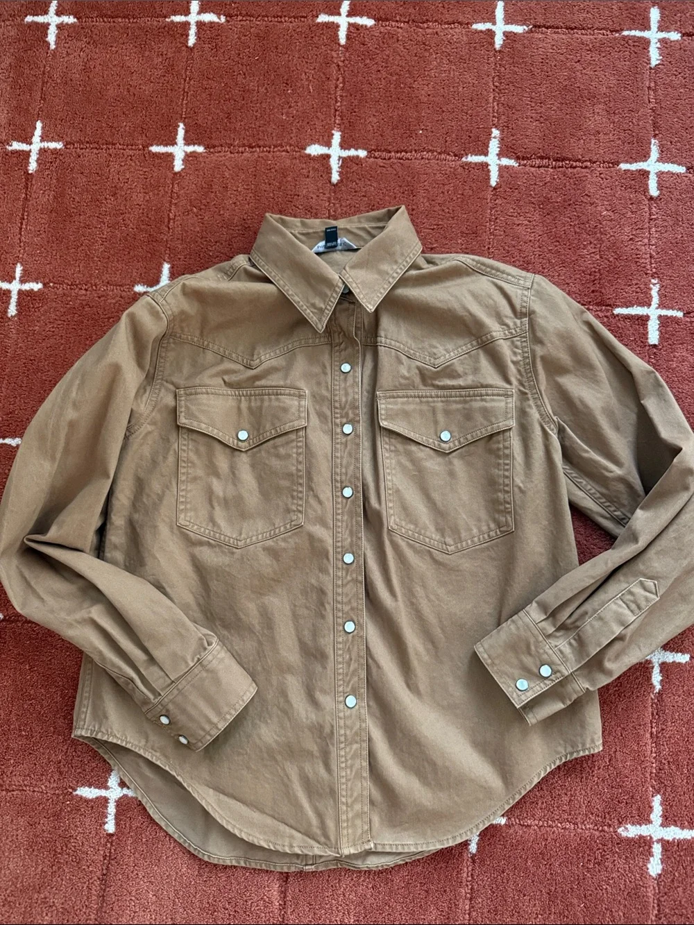 Western Pearl Snap Canvas Button Up Shirt